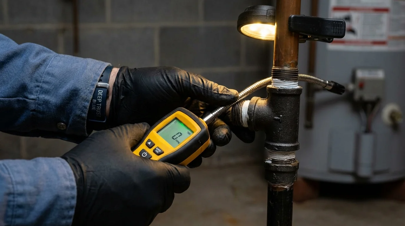 Gas leak detection with electronic sniffer by Johns Plumbing LLC in Vermillion