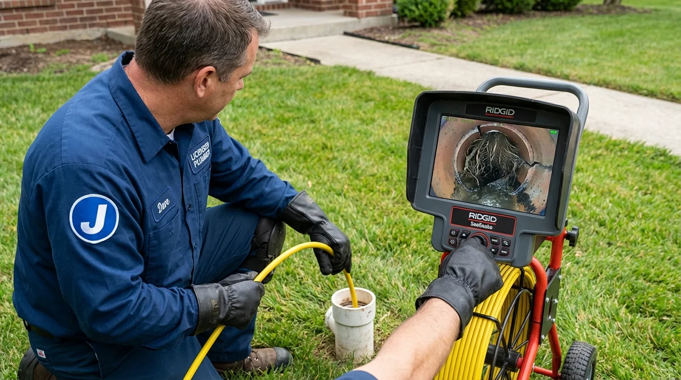 Sewer camera inspection being performed by Johns Plumbing LLC in Vermillion